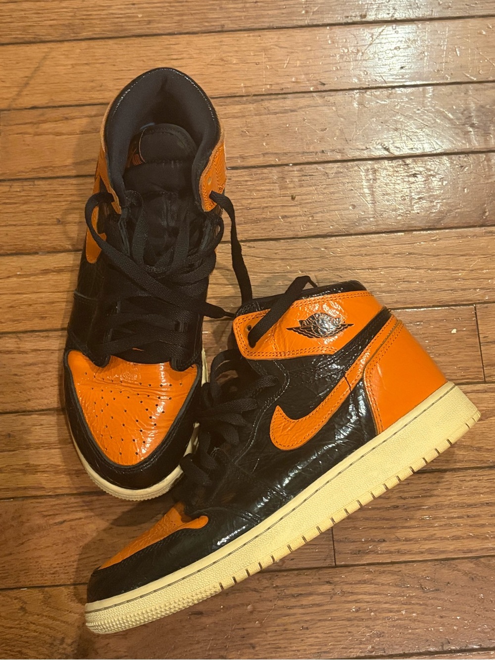 Nike Kids Sneakers - Orange and Black High-Top 6.5Y